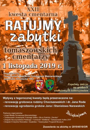 Przed nami XXII Kwesta na rzecz ratowania zabytków tomaszowskich cmentarzy
