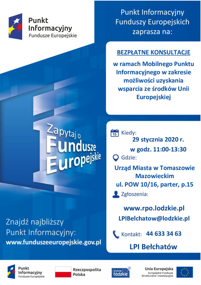​Mobilny Punkt Informacyjny Funduszy Europejskich w Tomaszowie