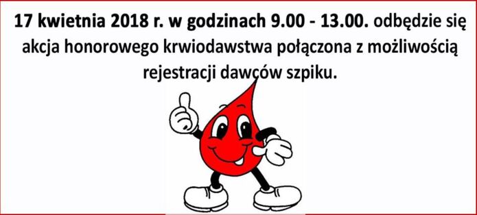 Akcja oddawania krwi oraz rejestracji potencjalnych dawców szpiku kostnego odbędzie się w ZSP nr 3