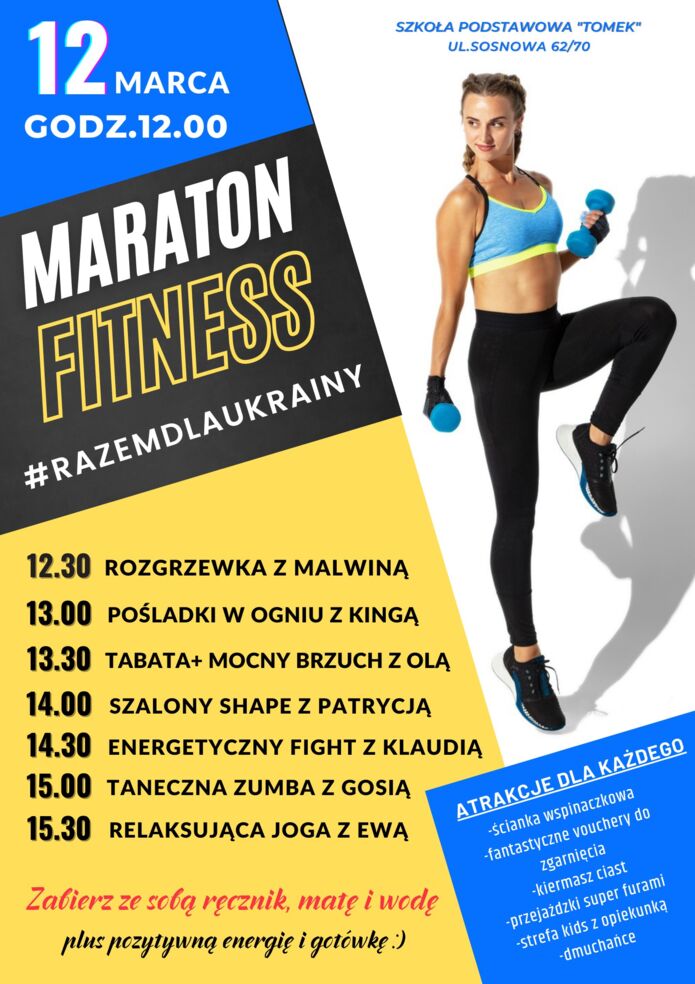 #RazemDlaUkrainy - zapraszamy na sobotni Maraton Fitness w Tomaszowie