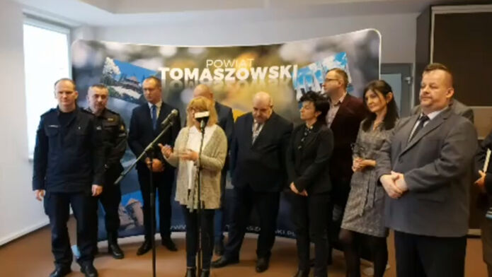 Konferencja prasowa dotycząca koronawirusa w tomaszowskim starostwie